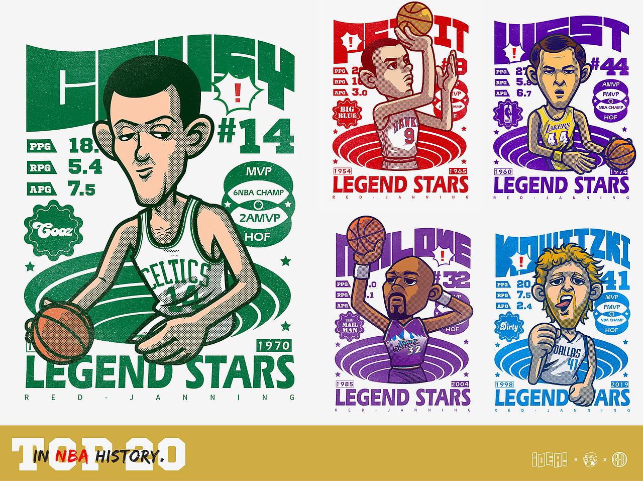 传奇球星——NBA历史50大巨星插画（图ZMzg5MDgyOTYw） - 创作习作 - 站酷设计师洪猙獰_原创素材 - 站酷ZCOOL