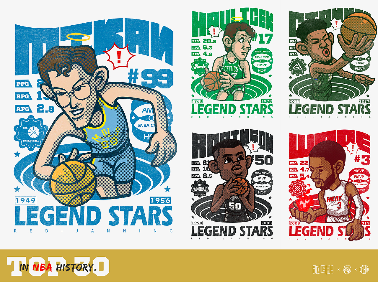 传奇球星——NBA历史50大巨星插画（图ZMzg5MDgyOTY0） - 创作习作 - 站酷设计师洪猙獰_原创素材 - 站酷ZCOOL