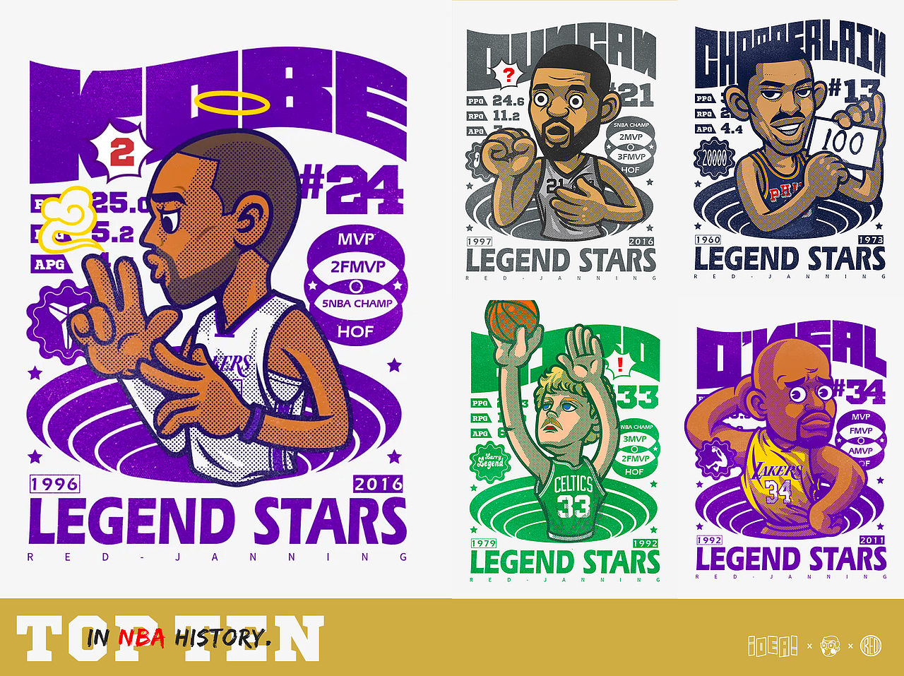 传奇球星——NBA历史50大巨星插画（图ZMzg5MDgzNDI0） - 创作习作 - 站酷设计师洪猙獰_原创素材 - 站酷ZCOOL