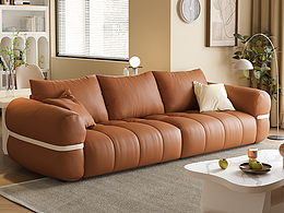 客廳軟體奶油風(fēng)皮藝沙發(fā)