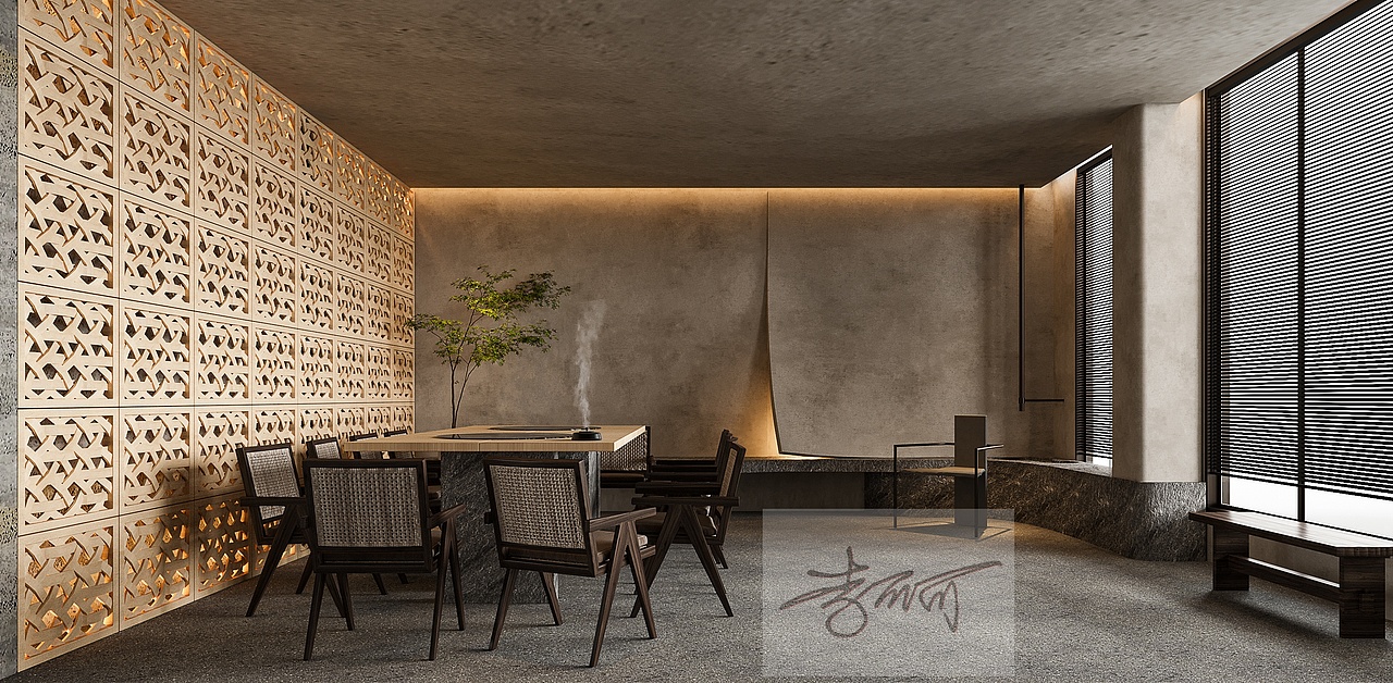 禅意会所丨禅意与东方美学碰撞下的闲情雅室（图ZMzg5MDkzNTY4） - 商业空间设计 - 站酷设计师效果图李可可原创素材 - 站酷ZCOOL