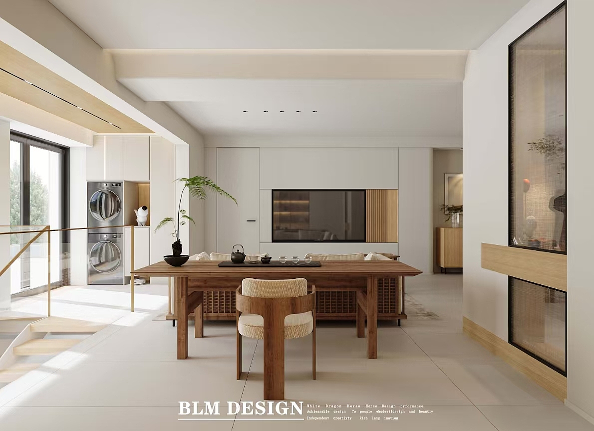 白龙马效果图-现代原木