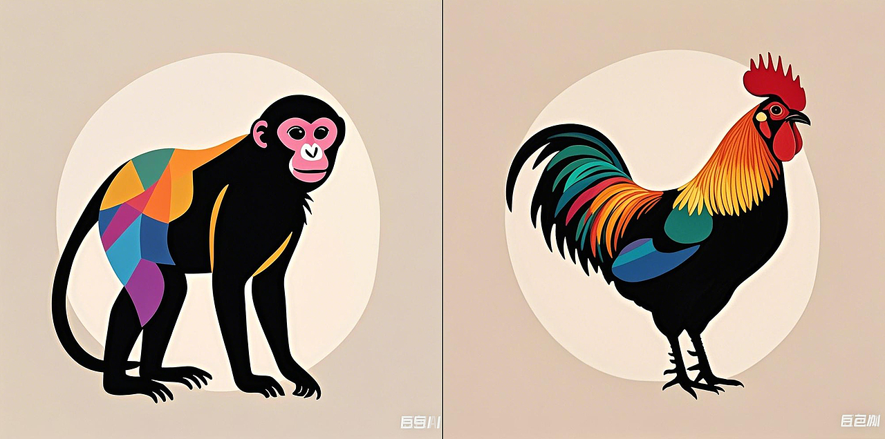 AI人工智能生成 十二生肖 鼠牛虎兔 龙蛇马羊 猴鸡狗猪