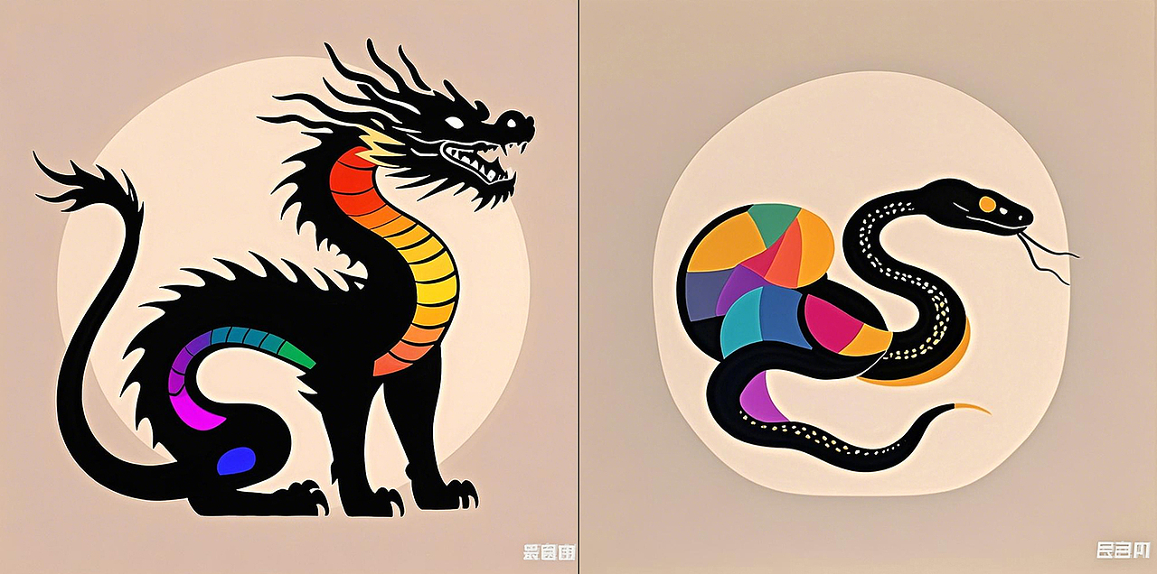 AI人工智能生成 十二生肖 鼠牛虎兔 龙蛇马羊 猴鸡狗猪