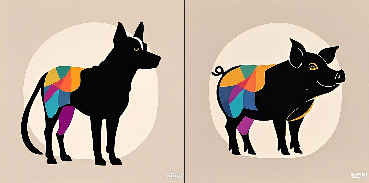 AI人工智能生成 十二生肖 鼠牛虎兔 龙蛇马羊 猴鸡狗猪