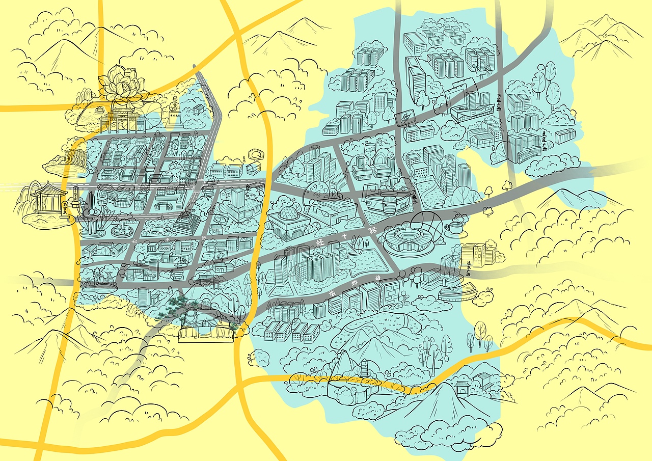 济南历下区地图（图ZMzg5MTQxMzAw） - 商业插画 - 站酷设计师鹿xx原创素材 - 站酷ZCOOL
