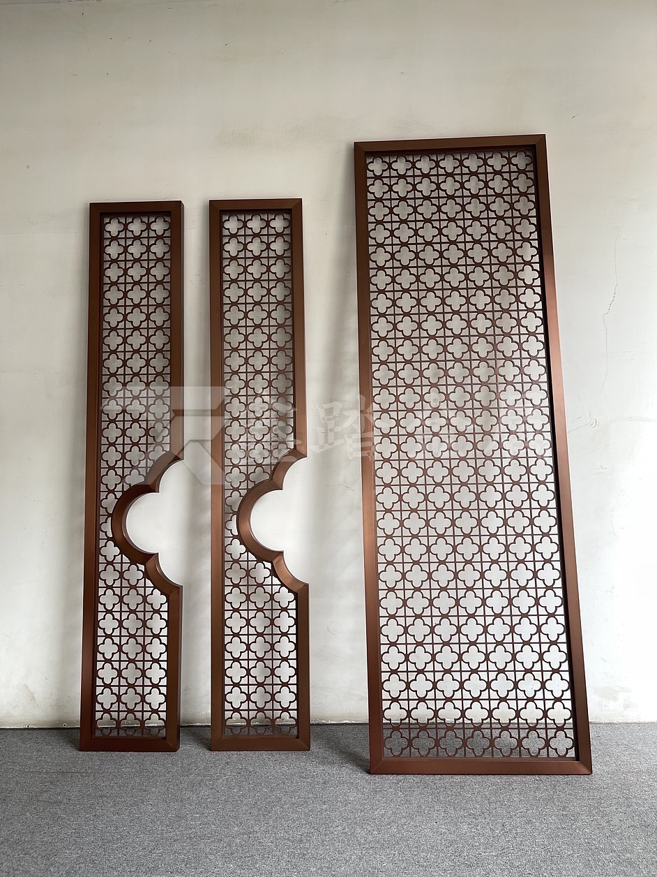   红古铜系列 镂空梅花不锈钢屏风酒店餐厅金属隔断