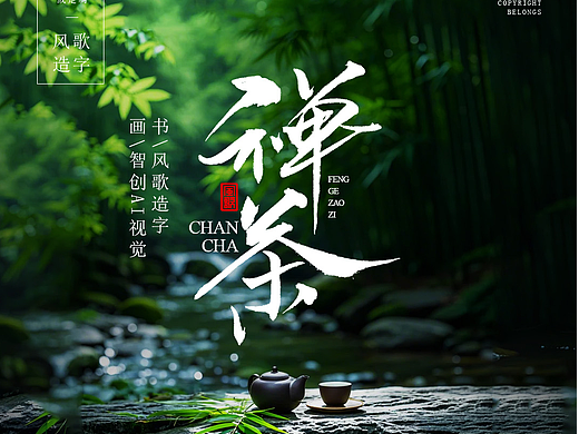 风歌造字693-书法字禅茶