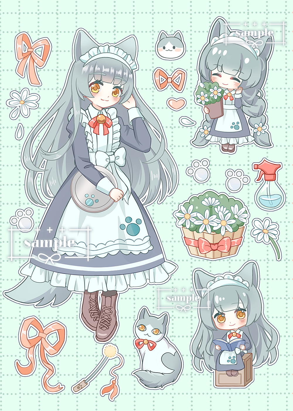 二次元贴纸咕卡可爱女孩