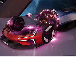 一种汽车展示的色彩变化（Lumen PT）