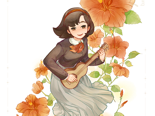 春日，少女与花