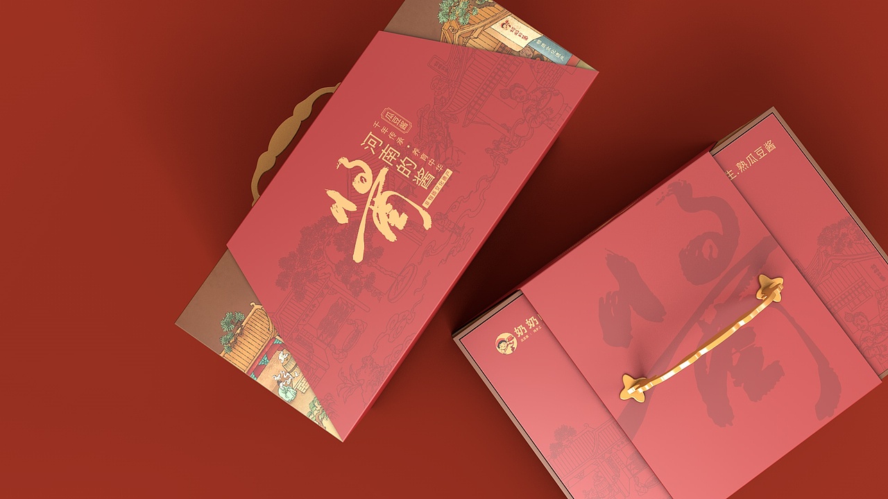 奶奶的酱瓜豆酱礼盒包装设计