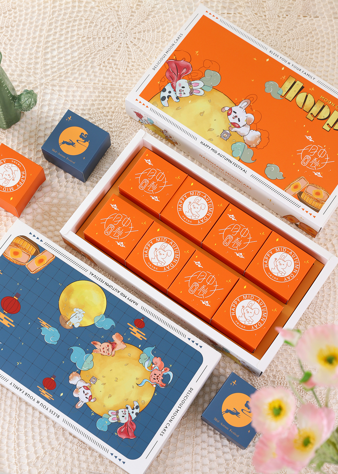 月兔中秋月饼礼盒の静物拍摄