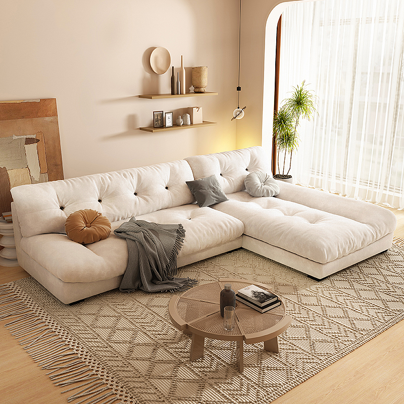 奶油风布艺客厅软体沙发