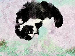 在櫻花林撒歡的小喬治