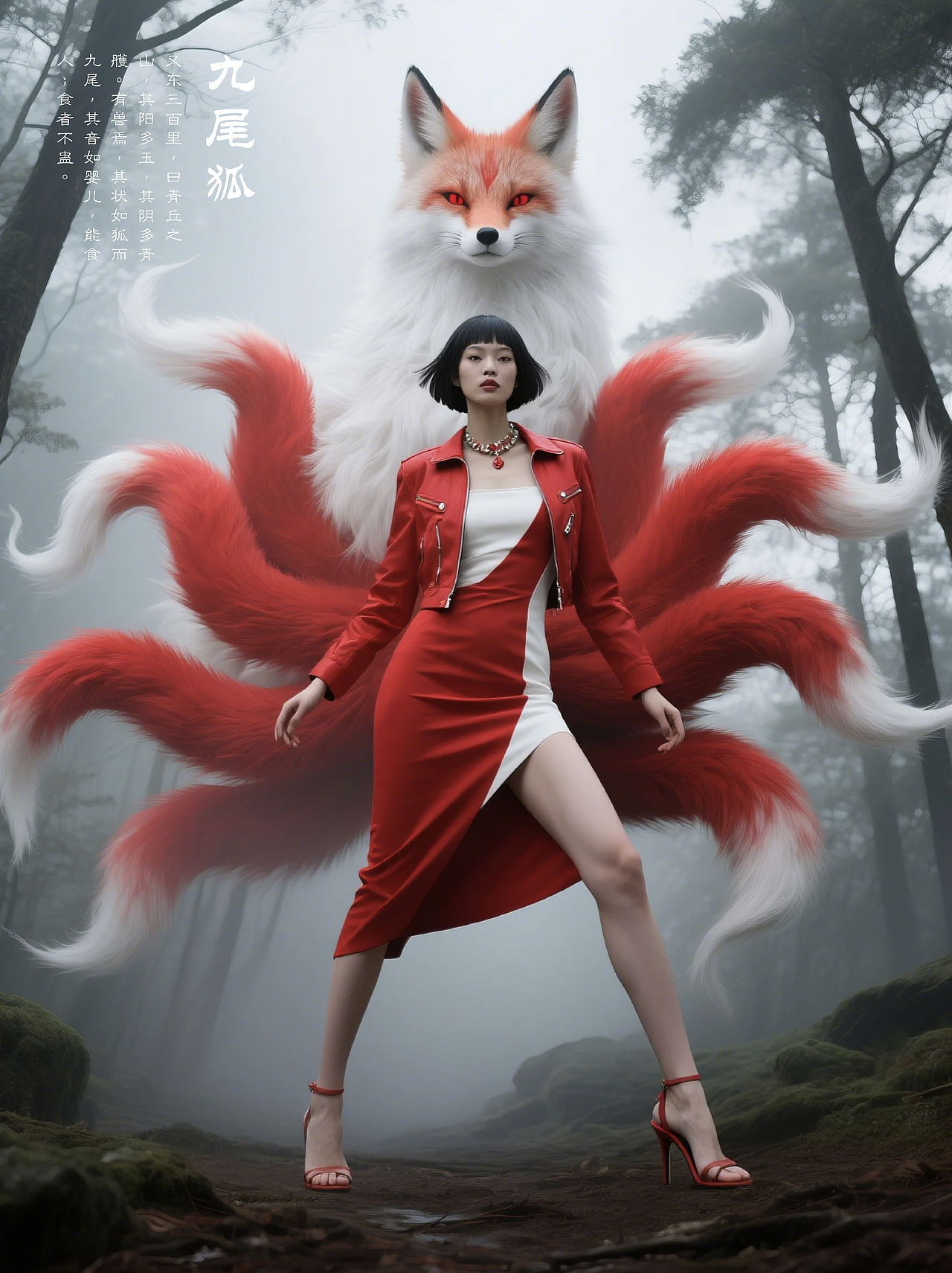 时尚山海-九尾狐（图ZMzg5Mjk5NTI0） - AI作品 - 站酷设计师无有视觉原创素材 - 站酷ZCOOL