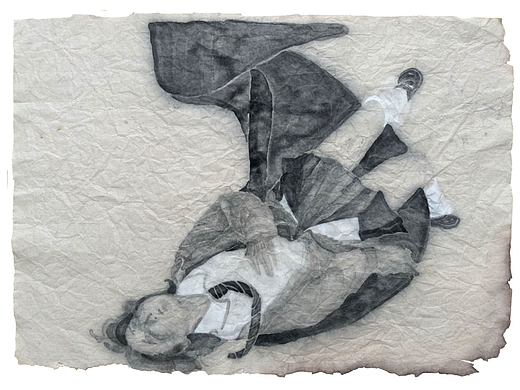 水墨插画｜滑滑梯