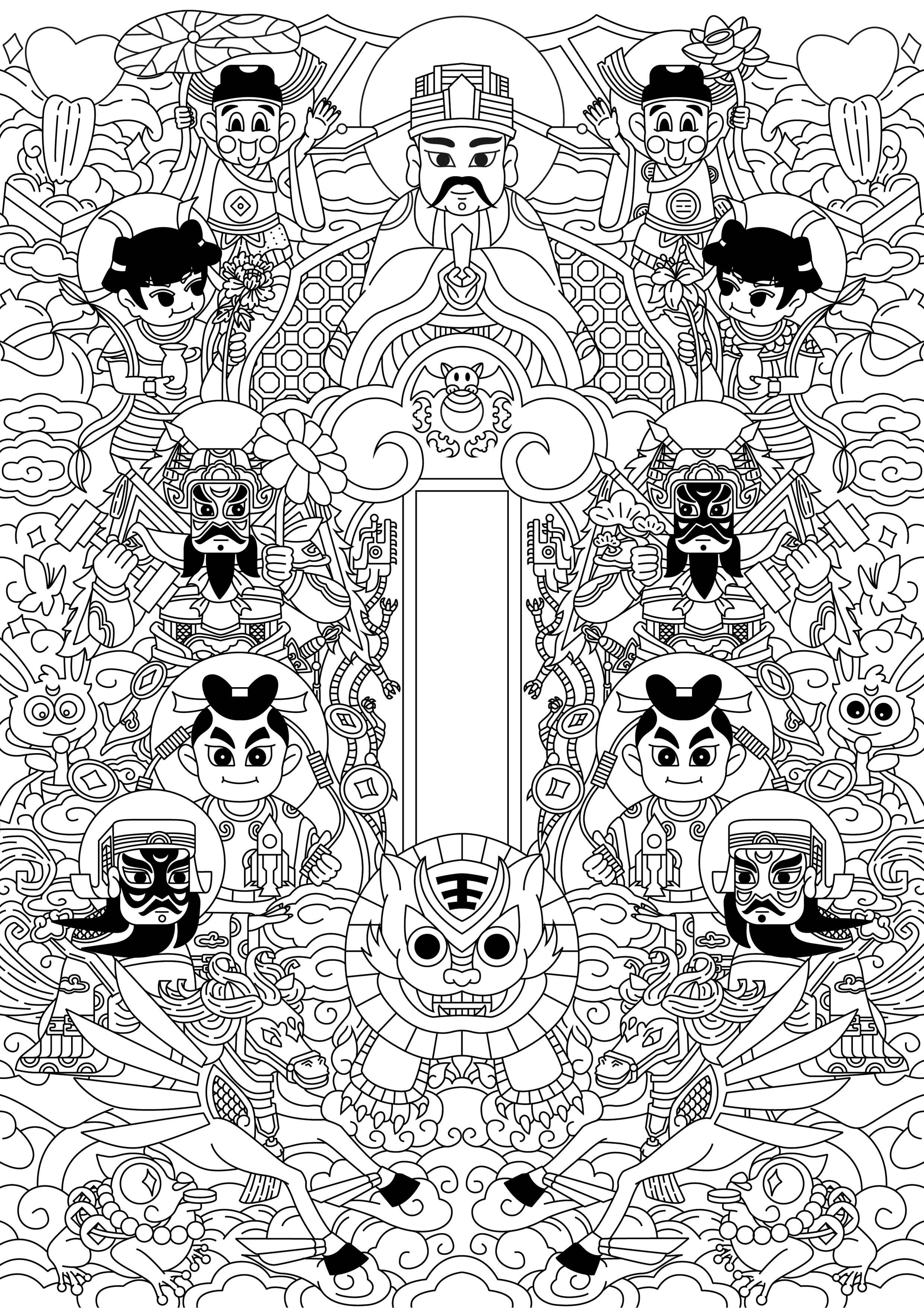 “众神纳福”朱仙镇年画设计