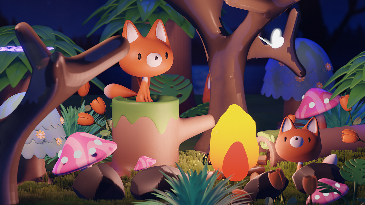 小狐狸场景动画三维建模