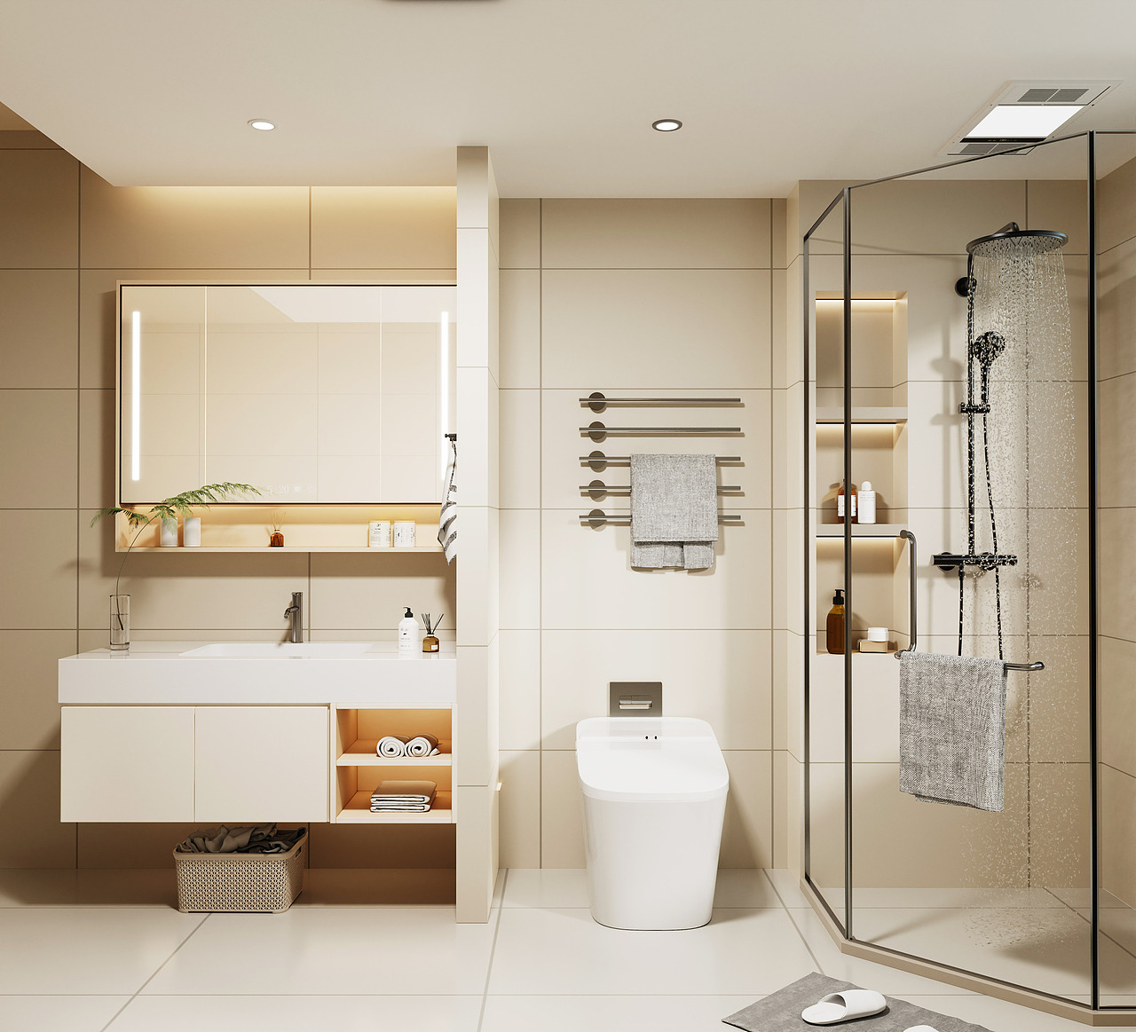 第五十六期keyshot室内浴室场景源文件ks镜柜浴室场景