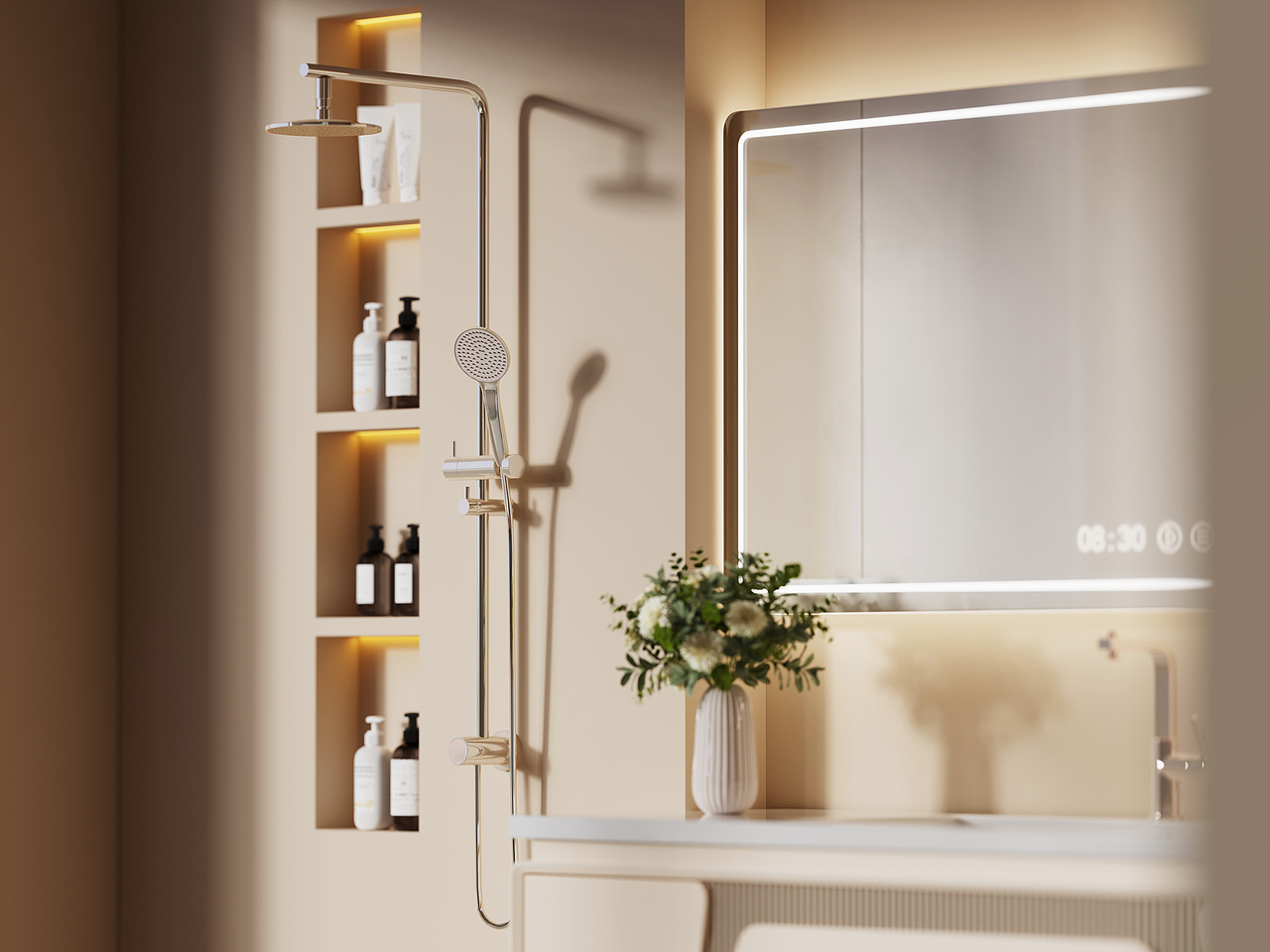 第五十六期keyshot室内浴室场景源文件ks镜柜浴室场景