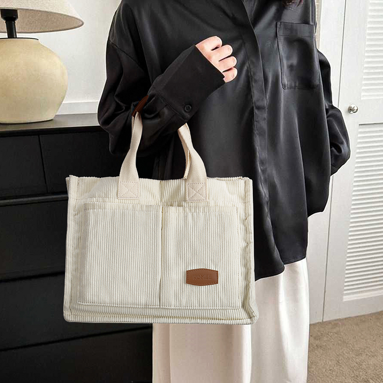 手提灯芯绒简约斜挎包