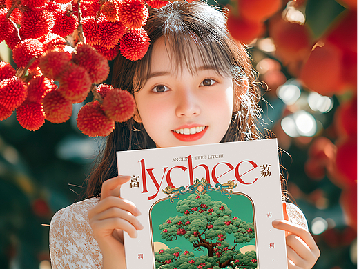原创水果插画荔枝包装设计