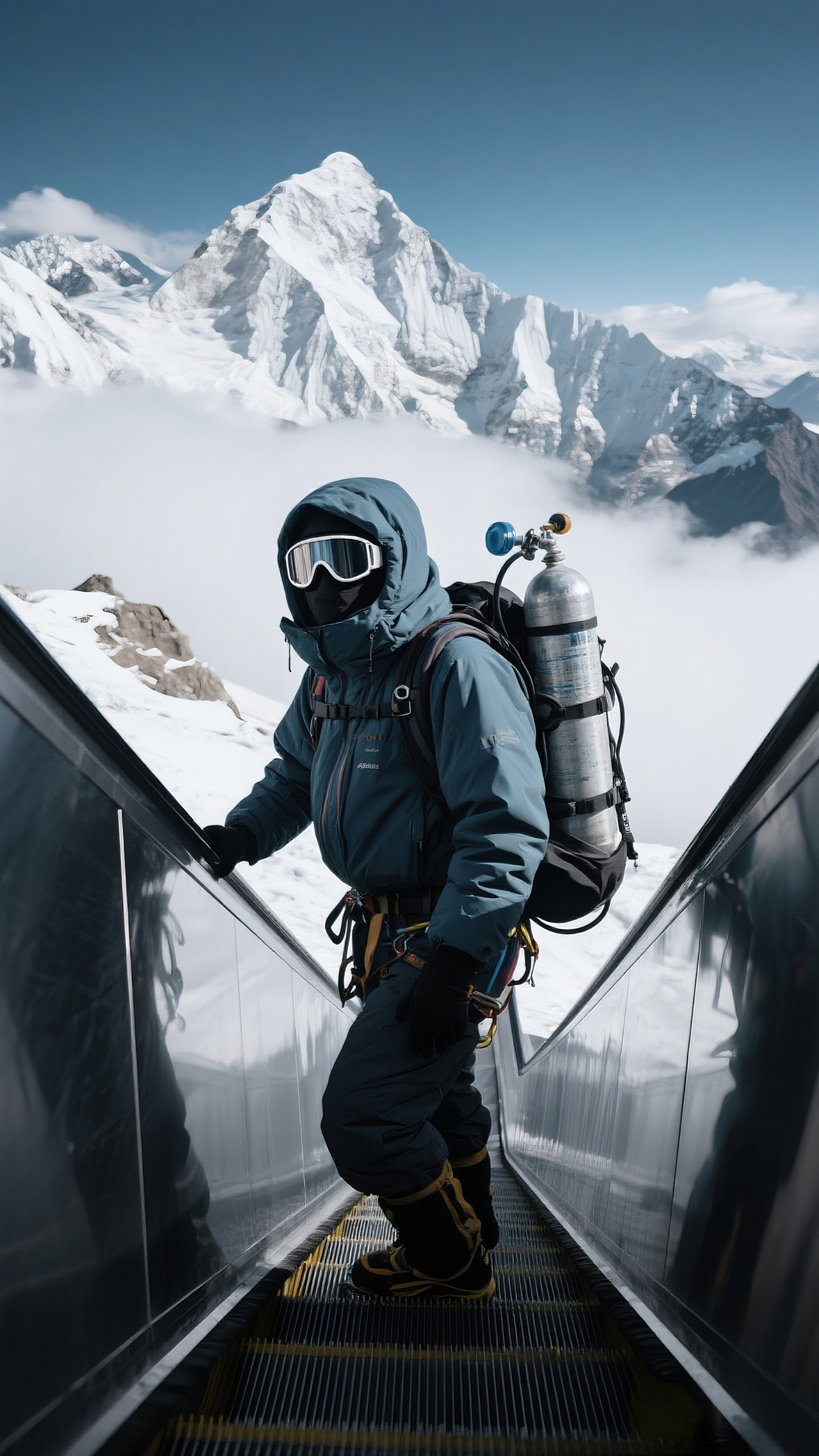 珠穆朗玛峰电梯安装工人（图ZMzg5Mzg0Mjg0） - AI作品 - 站酷设计师时光背影只能留给原创素材 - 站酷ZCOOL
