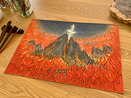 刀山火海 原创国风卡牌桌游水彩插画