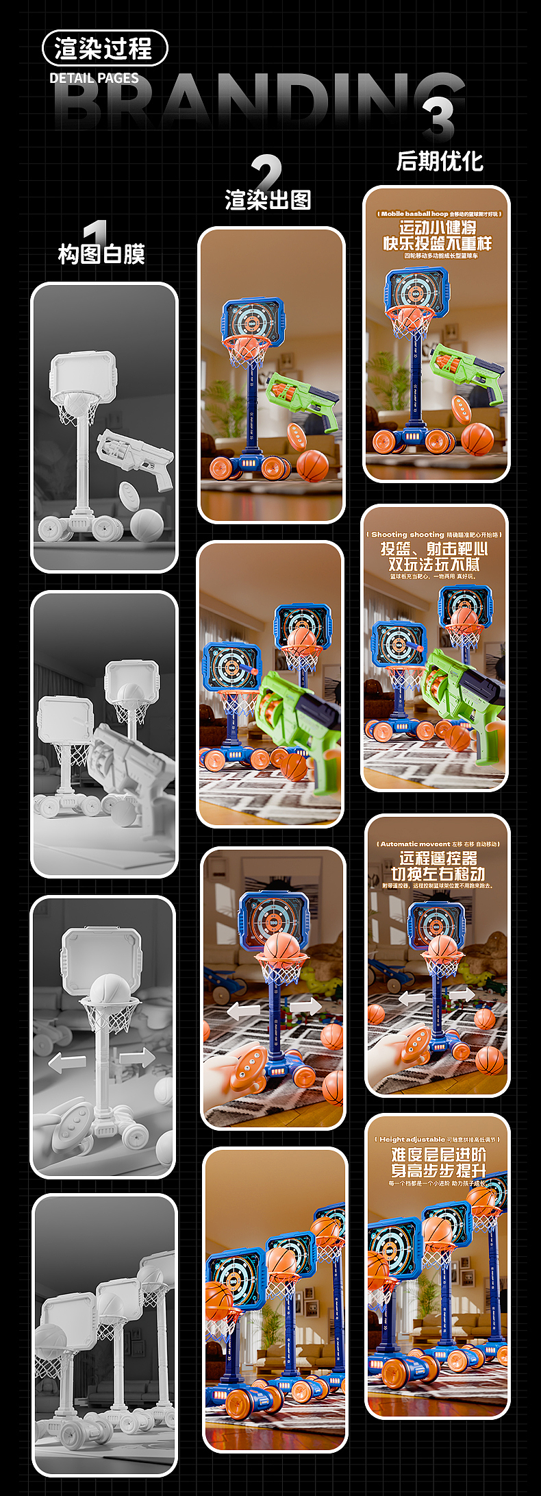 儿童玩具电商详情页 - 移动篮球车
