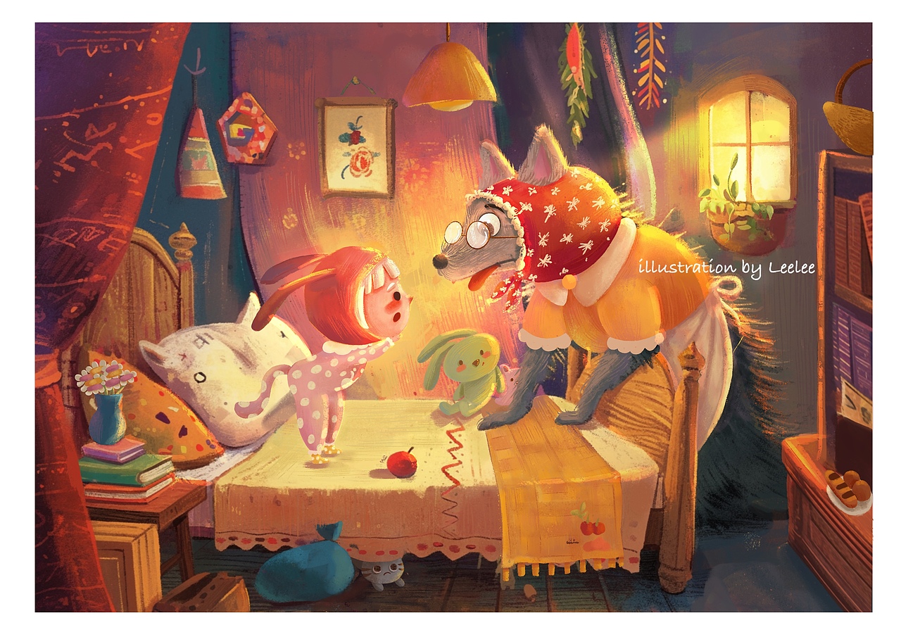 小红帽和大灰狼（图ZMzg5NDA1NjY4） - 儿童插画 - 站酷设计师leelee623原创素材 - 站酷ZCOOL