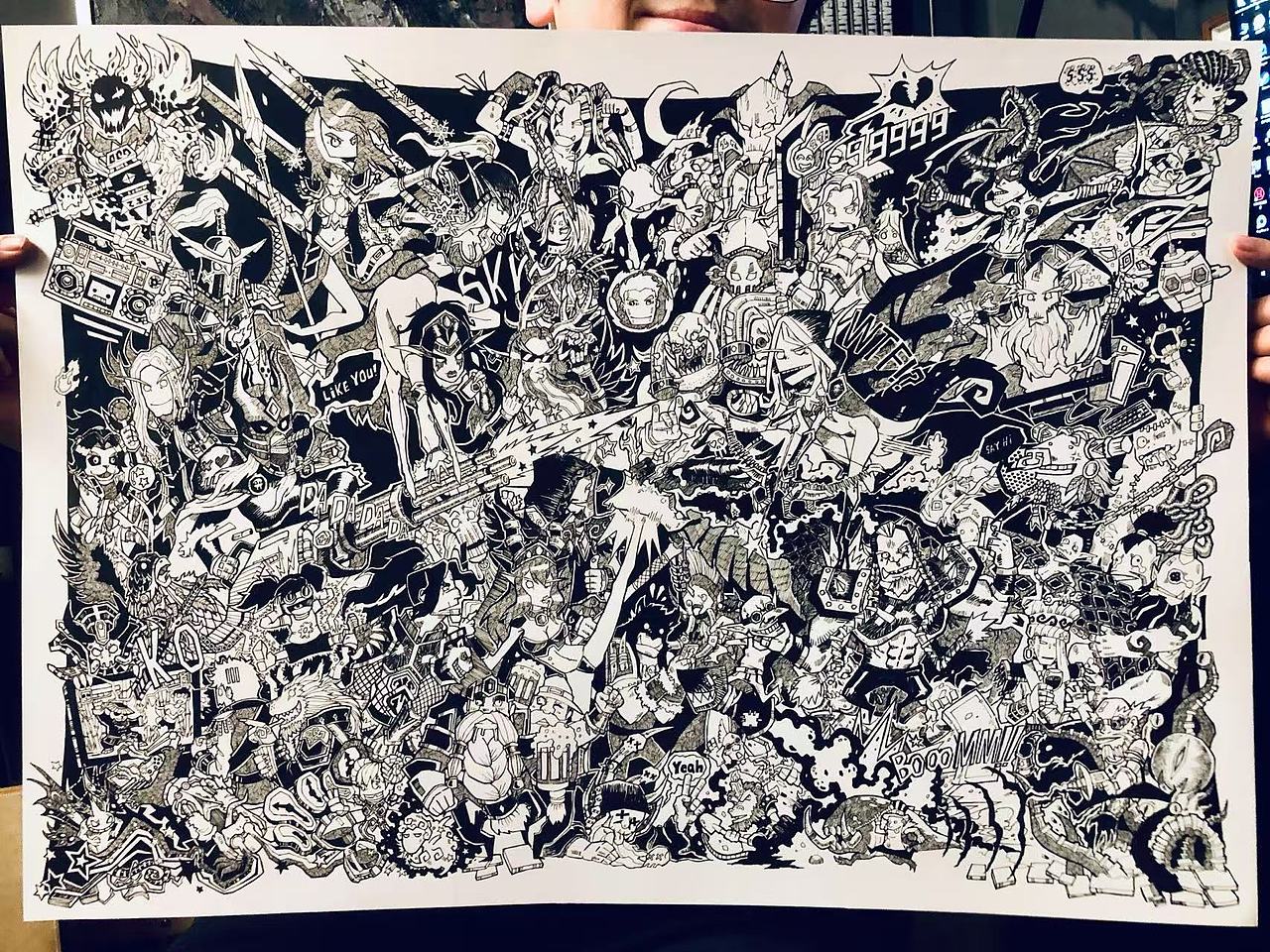 魔兽抽象卡通涂鸦装饰画