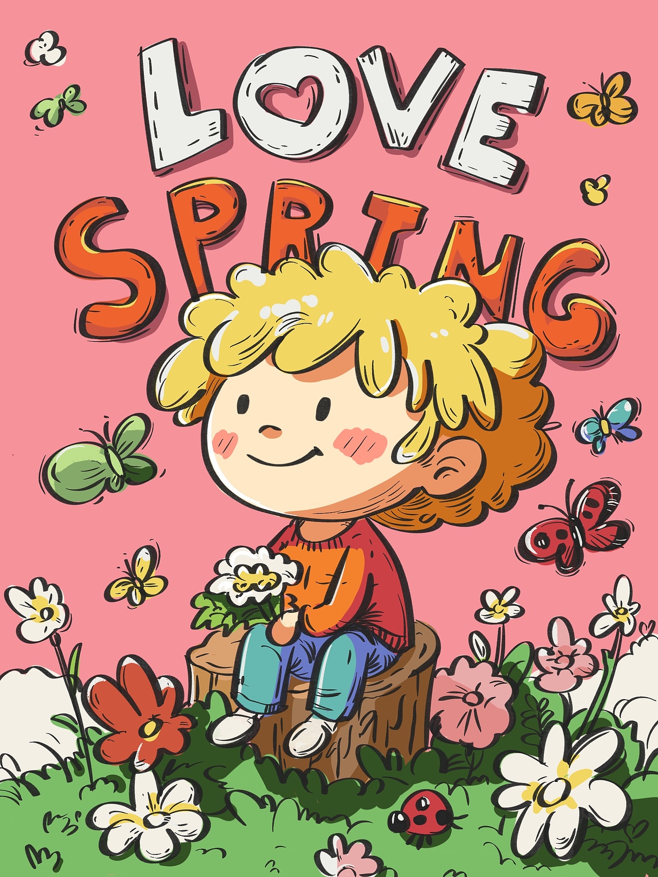 把春天的小花送给你（图ZMzg5NDU0NDY0） - 儿童插画 - 站酷设计师武花果原创素材 - 站酷ZCOOL