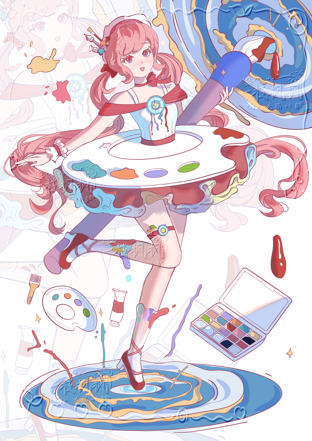 用画笔穿梭时空的小画家（图ZMzg5NDU0NzQw） - 艺术插画 - 站酷设计师一枝枫枫原创素材 - 站酷ZCOOL