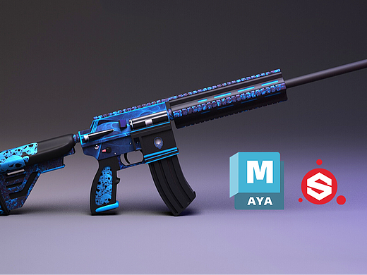 Maya建模-【PUBG】M416突击步枪模型制作教程。