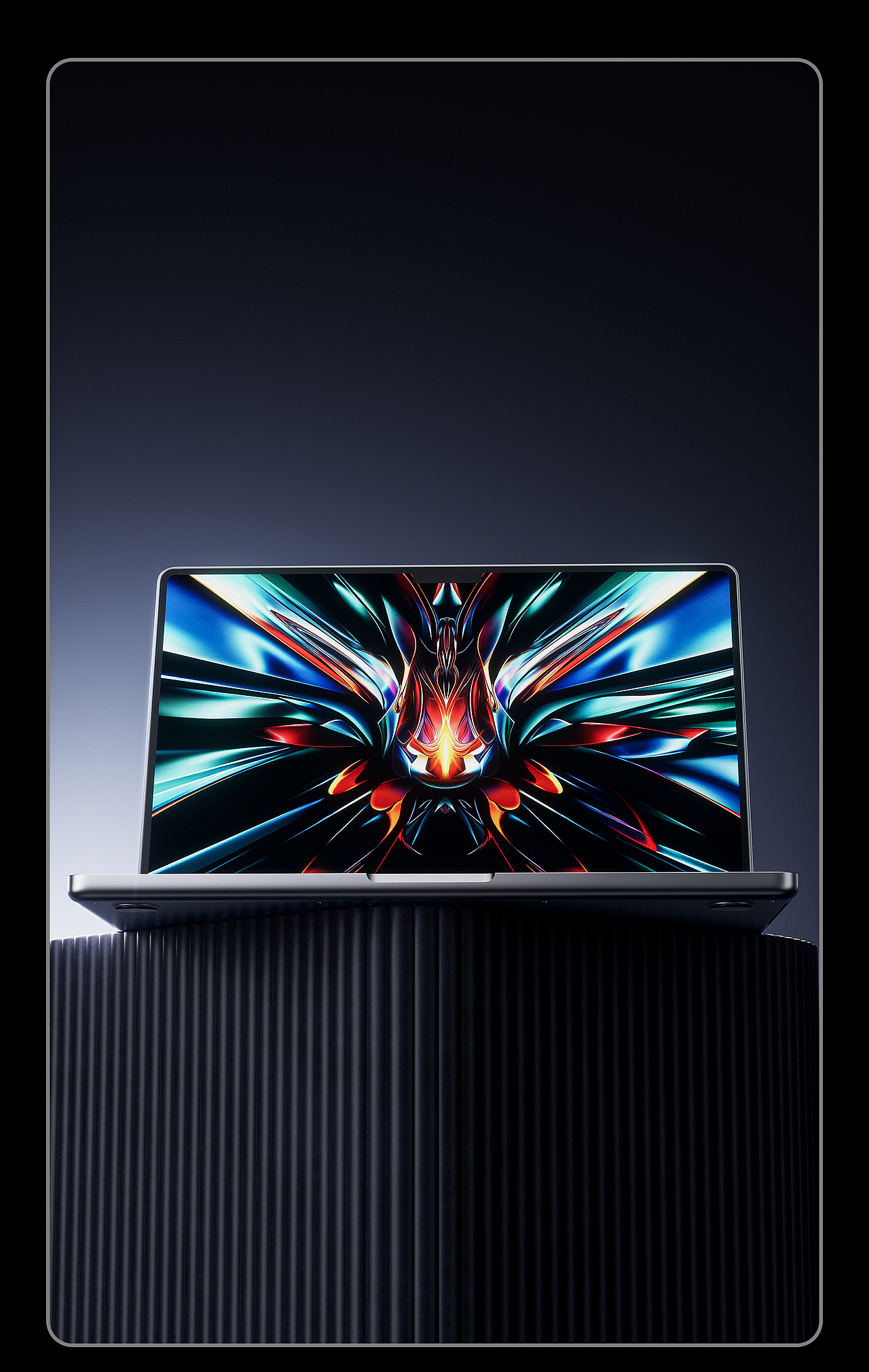 暗色系笔记本电脑渲染