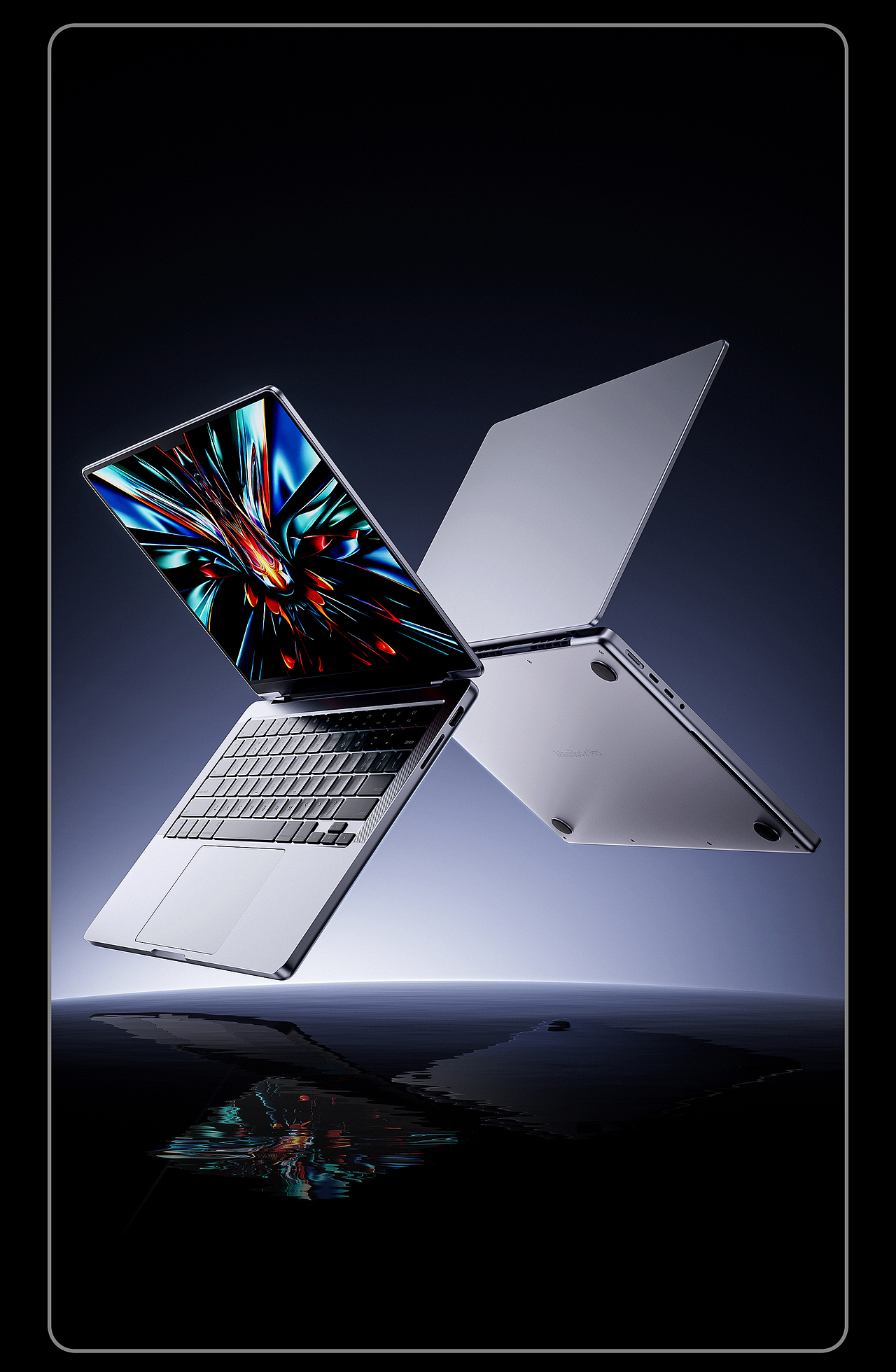 暗色系笔记本电脑渲染