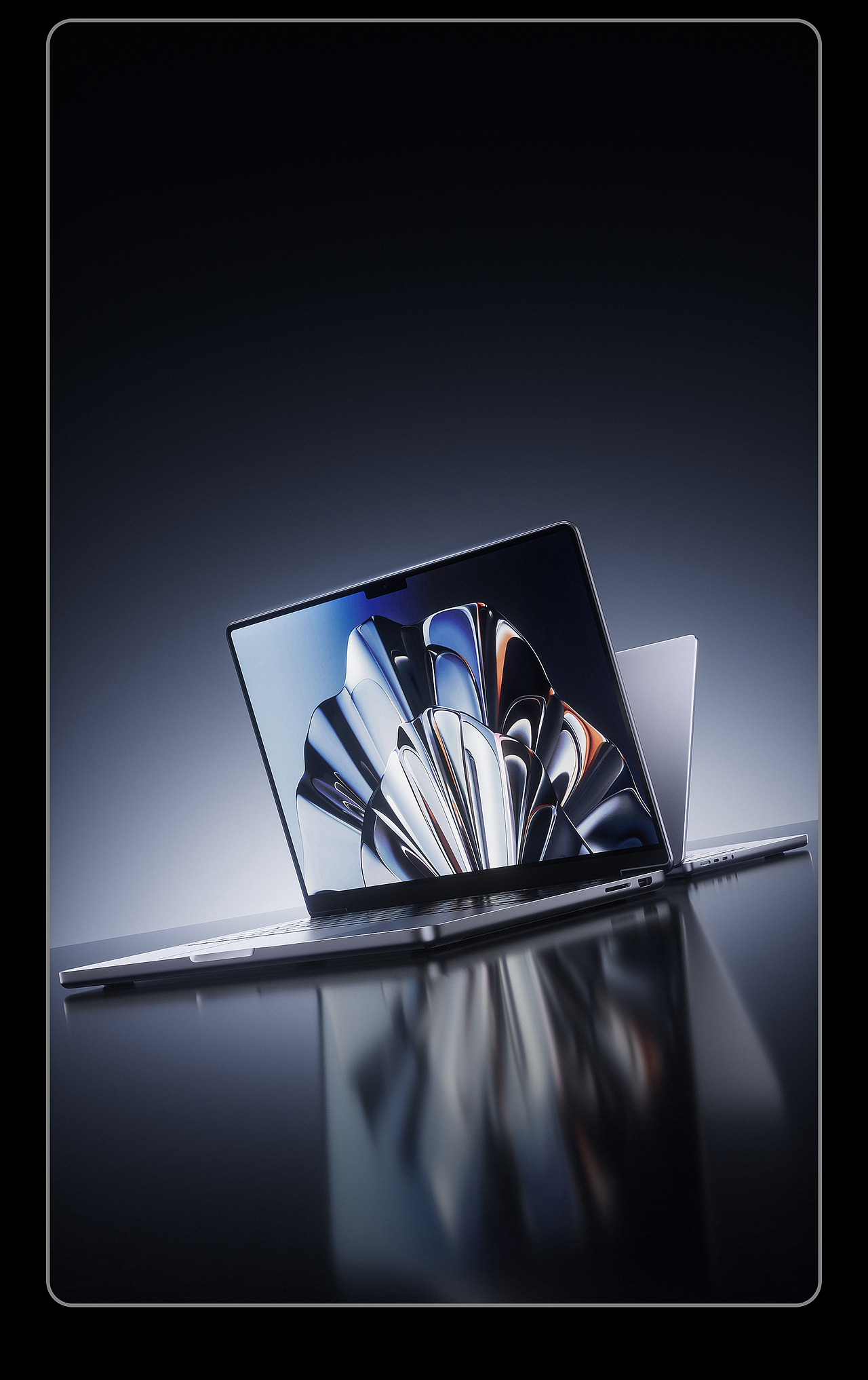 暗色系笔记本电脑渲染