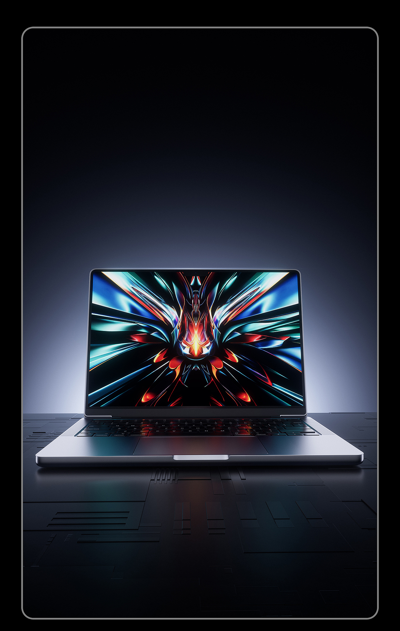 暗色系笔记本电脑渲染