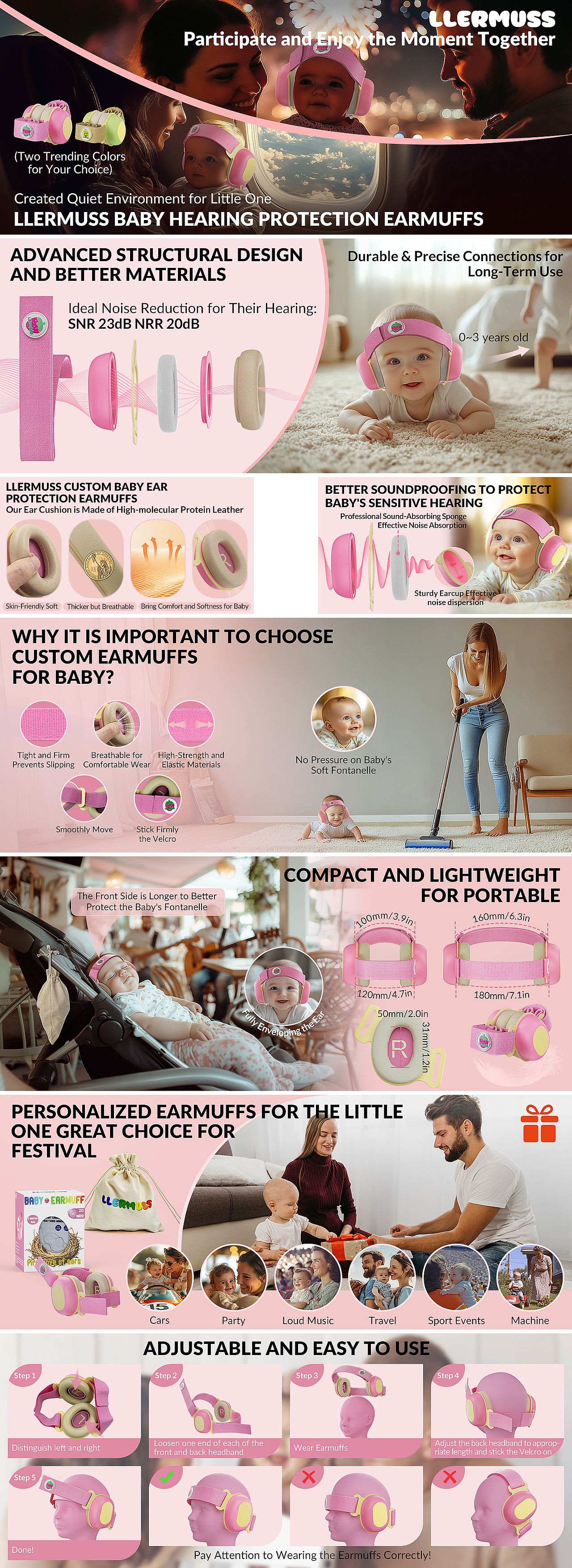 PINK婴儿款物理降噪防护耳罩A+图