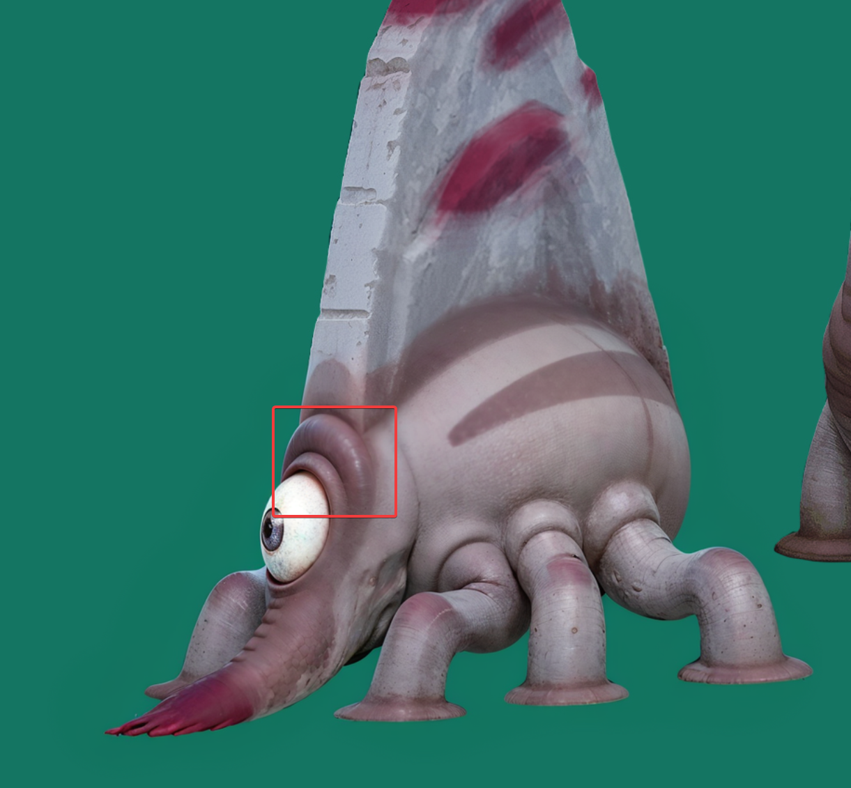 比如上面这张图,我发现眼睛上方的肌肉质感不错,那么我就会把它拿来使用。