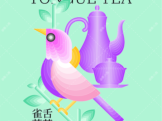 雀舌茗茶插畫包裝/編織布風（個人主頁-ZNzE3OTc5OTY=） - 商業(yè)插畫 - 站酷設計師春小燕KKCY530原創(chuàng)素材 - 站酷ZCOOL