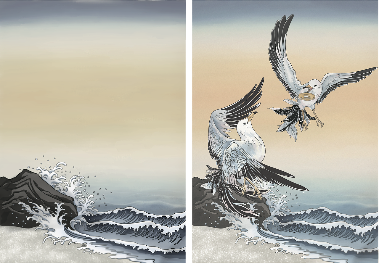 《海鸥石鸟》（图ZMzg5NTI5OTIw） - 休闲/流行服饰 - 站酷设计师跳跃的菠菜Pai原创素材 - 站酷ZCOOL