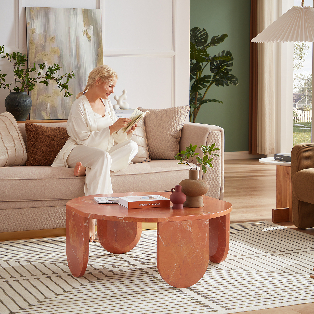 罗曼橙晶大理石|客厅茶几|家具拍摄|外模资源