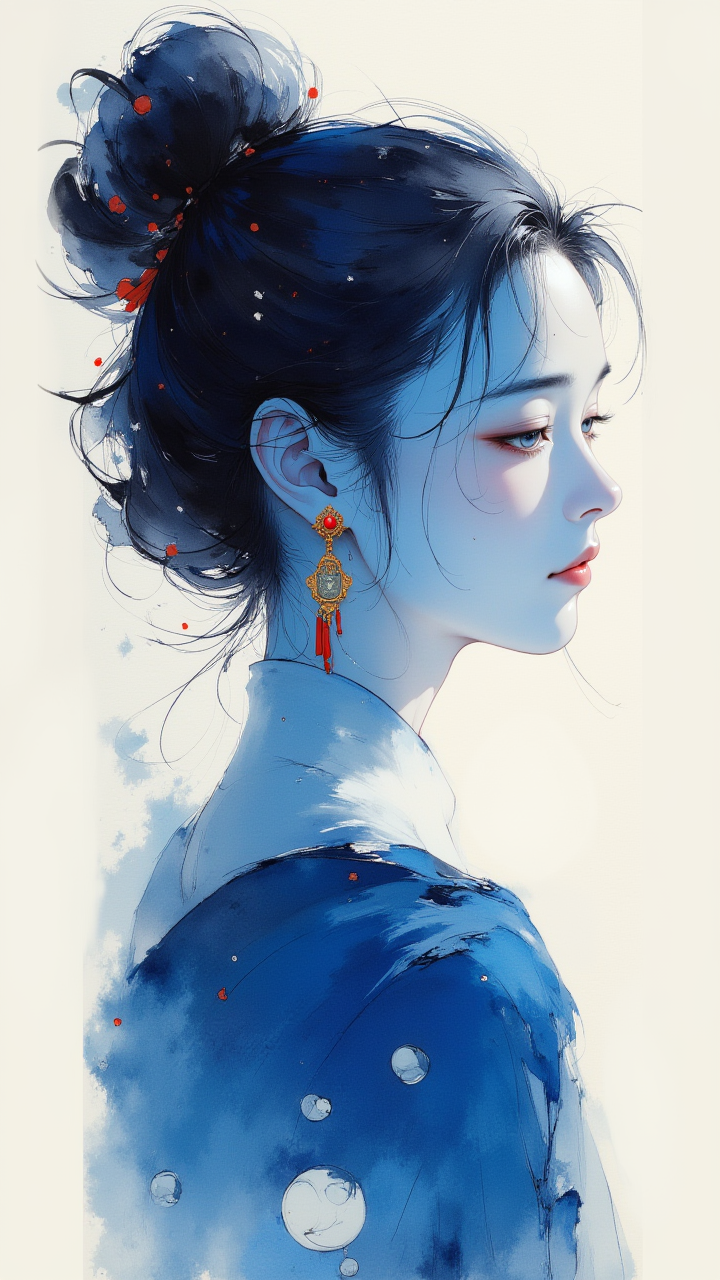 【蓝调冰境・AI 光影诗】蝴蝶光与碎冰的冷暖博弈