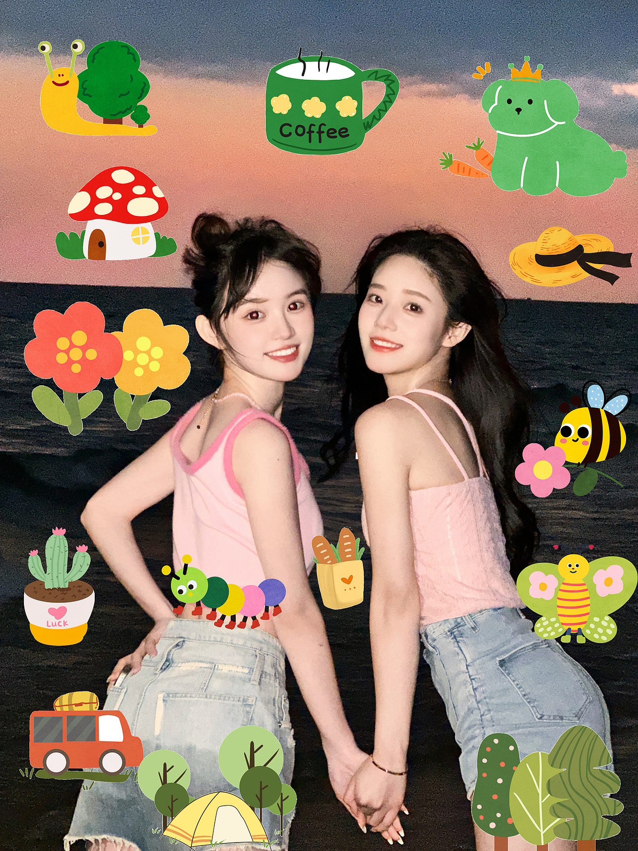 开开心心去春游洛~美图贴纸