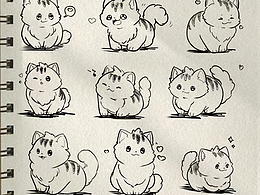 这是一组小猫咪的简笔画
