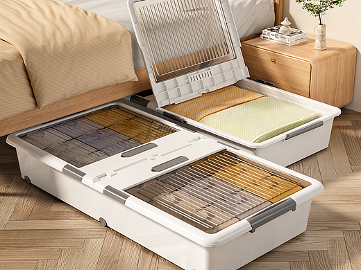 家居电商渲染-床底衣橱收纳盒