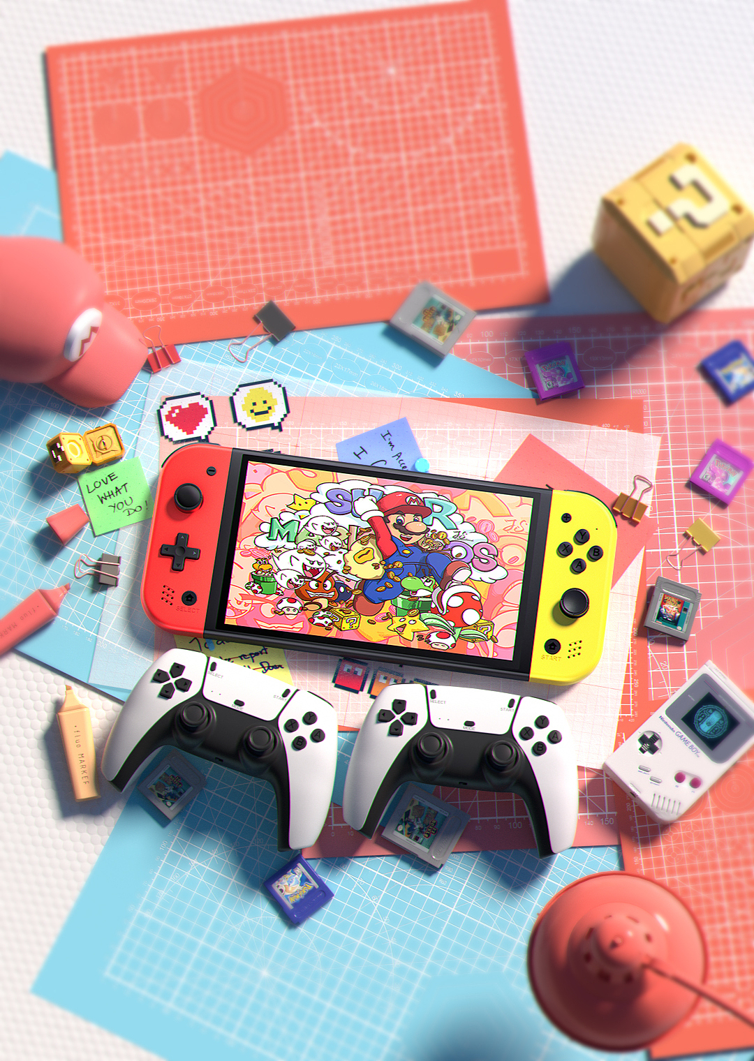 游戏机类目产品建模渲染