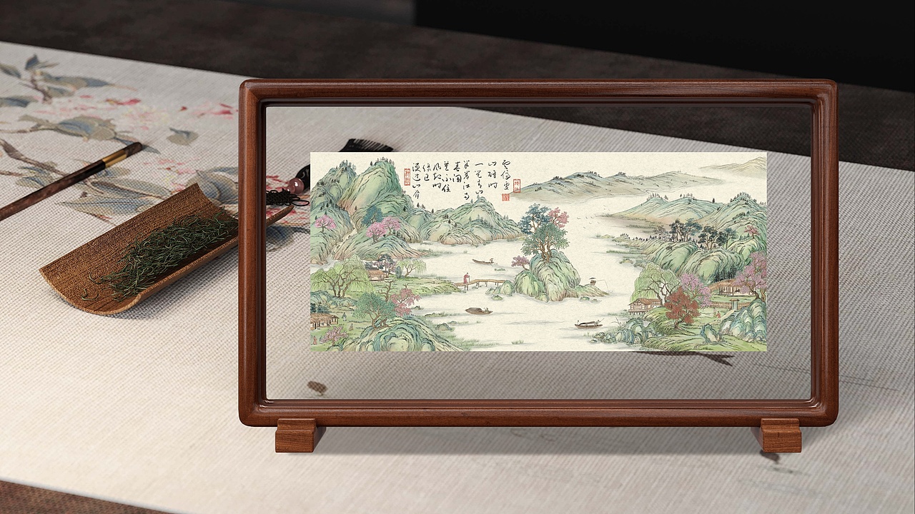 茗境（春天山水画）（图ZMzg5Njg5NjQw） - 商业插画 - 站酷设计师椿氿原创素材 - 站酷ZCOOL